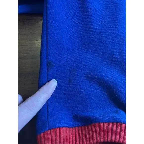 Vintage VASSARETTE Full Length Sz Sm Blue And Red Velour Robe Pockets With Belt - Picture 13 of 13